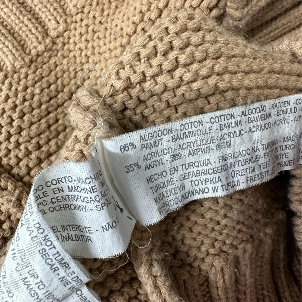 ZARA Camel Tan Knit Mock Neck Sweater